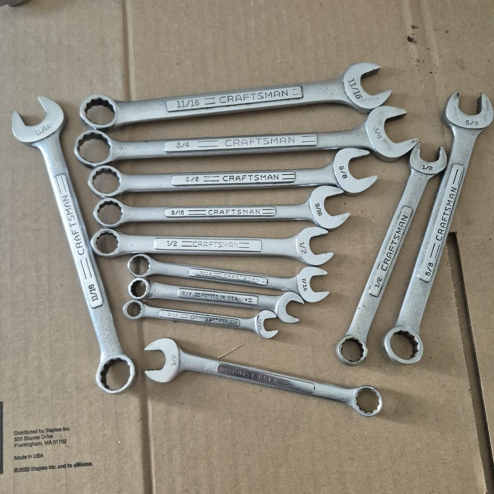 Vintage Craftsman USA Wrench Lot Of 11 Set SAE Fractional Raised Panel V Series